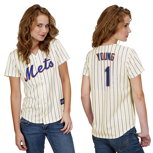 Chris Young #1 mlb Jersey-New York Mets Women's Authentic Home White Cool Base Baseball Jersey